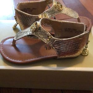 Little girls, size 7 MK gold sandals (kids)